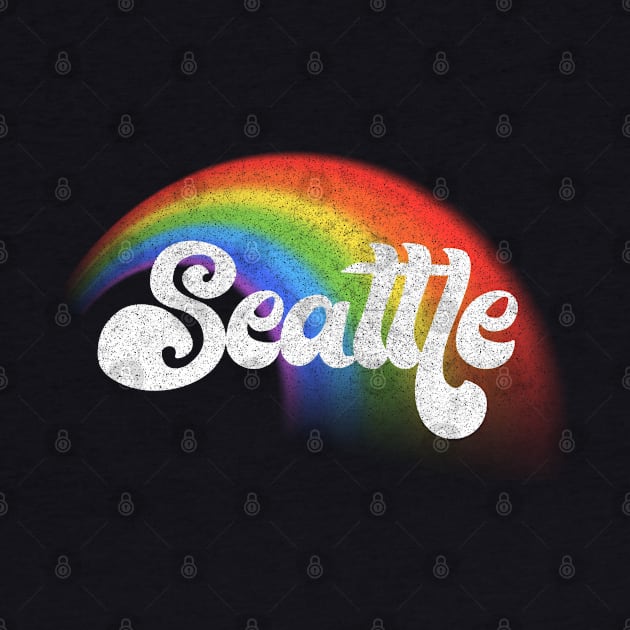 Seattle / Retro Faded-Style Rainbow Design by DankFutura